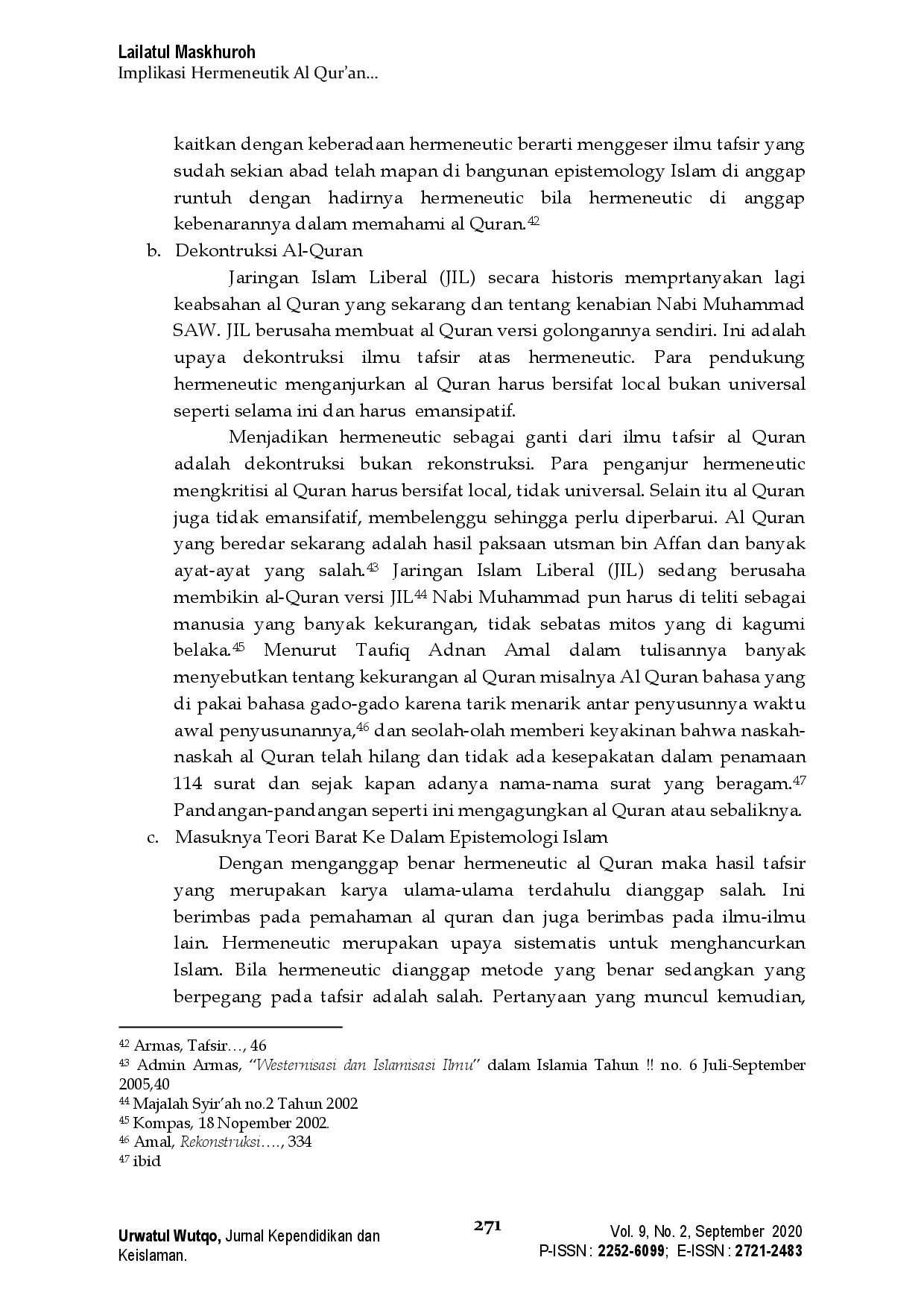 juris Implikasi Hermeneutik Al Qur an dalam Epistemologi Islam