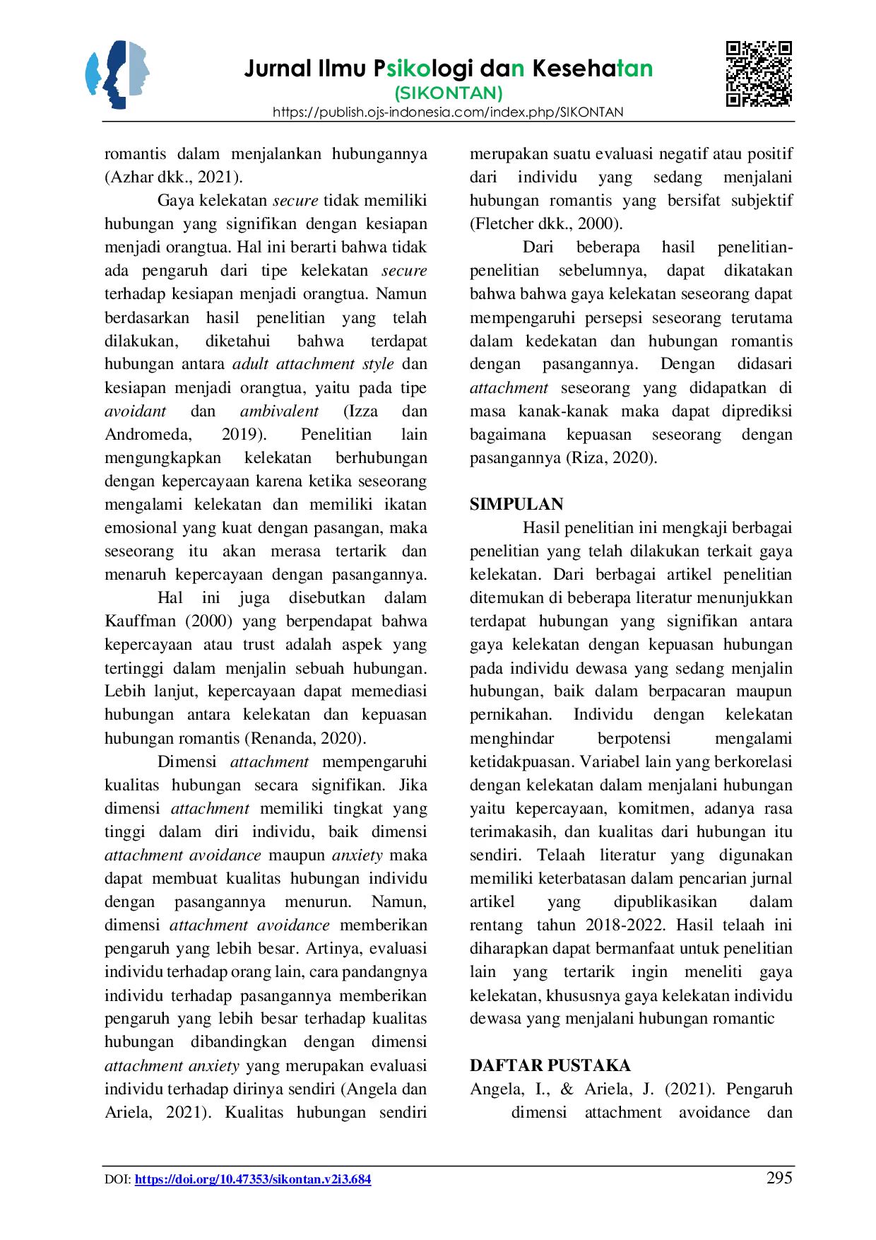 JURIS Sebuah Tinjauan Sistematis Literature Review Hubungan Attachment Styles dalam Menjalani Hubungan Pada Individu Dewasa