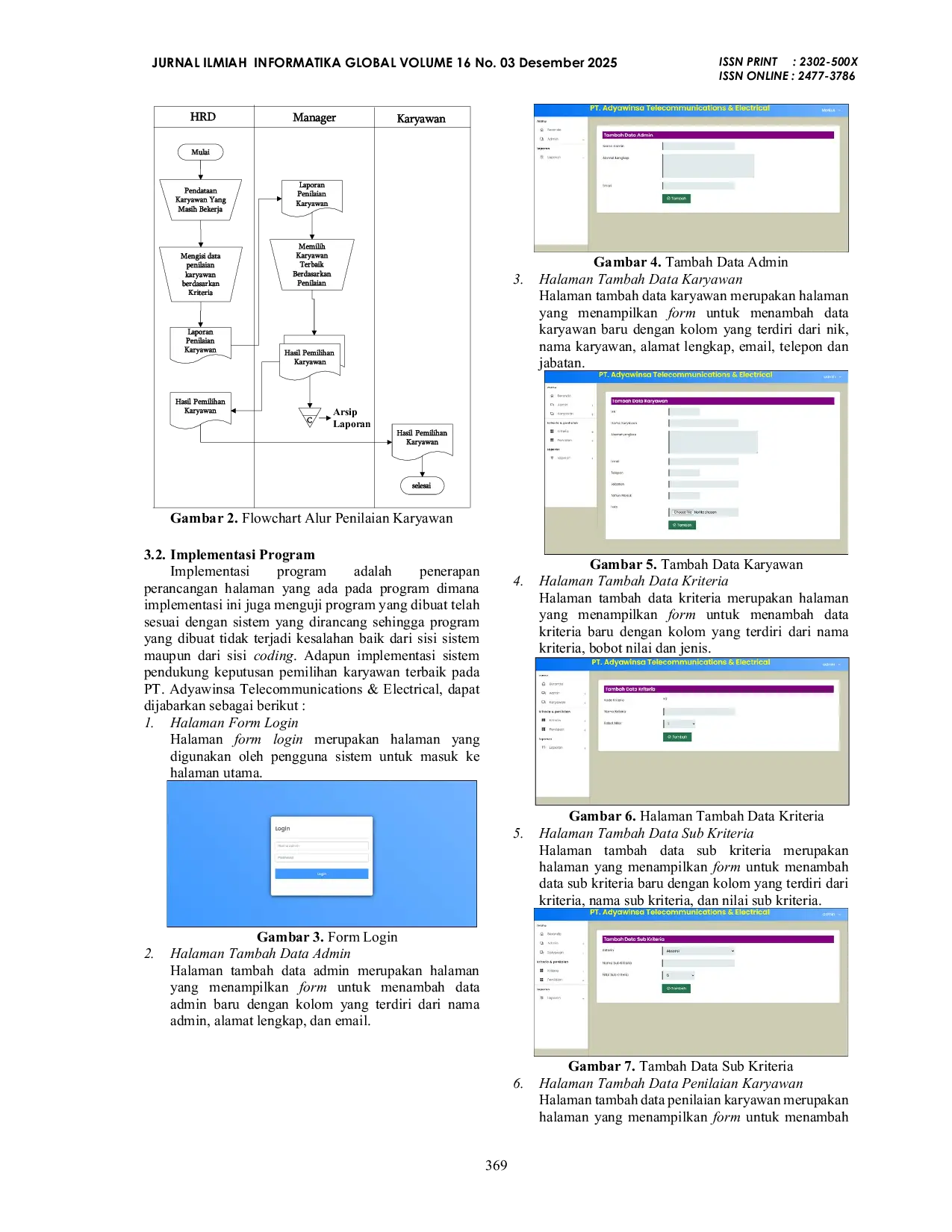JURIS Sistem Pendukung Keputusan Pemilihan Karyawan Terbaik Menggunakan Metode MABAC pada PT Adyawinsa Telecommunications Electrical