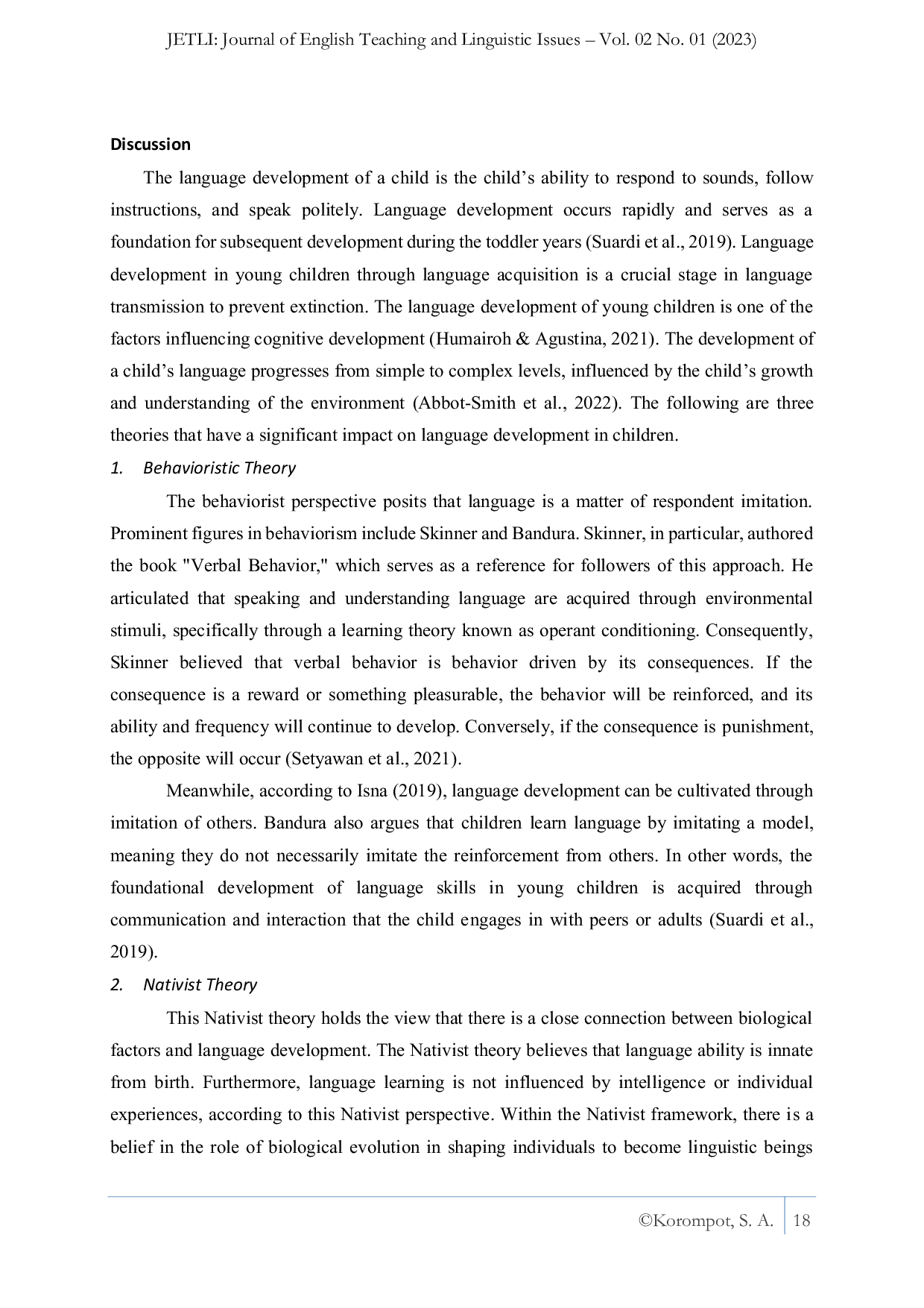 JURIS First Language Development on Children The Literature Review Analysis