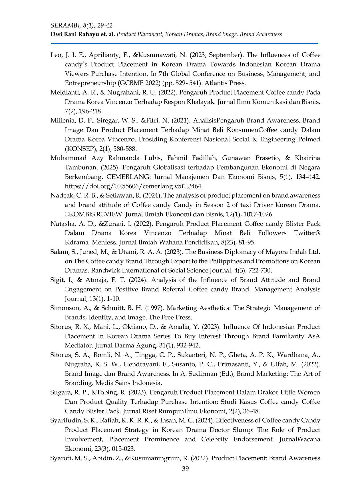 JURIS The influence of coffee candy product placement in Korean dramas on brand image and brand awareness among netflix users