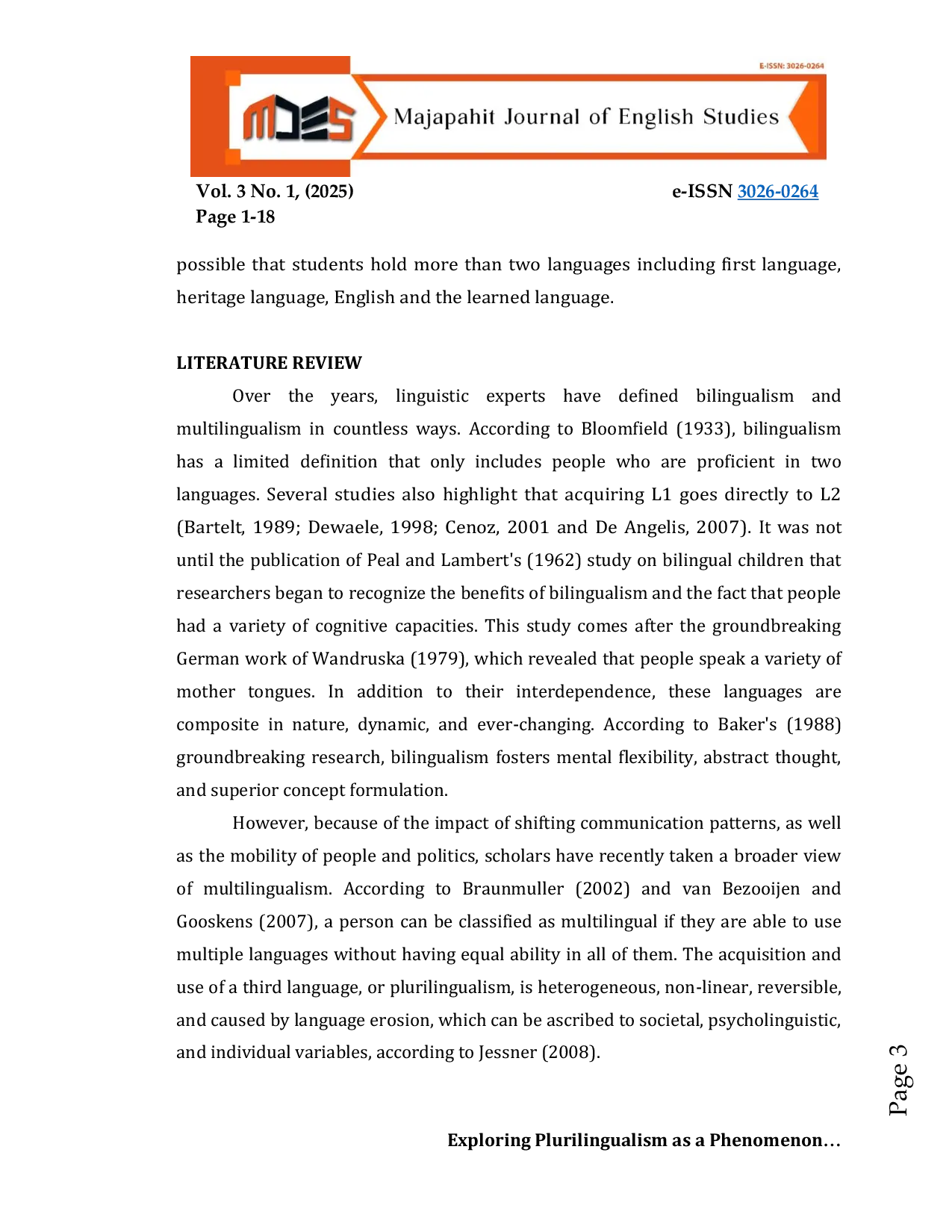 JURIS Exploring Plurilingualism as a Phenomenon as a Lens and as a Pedagogy A Literature Study