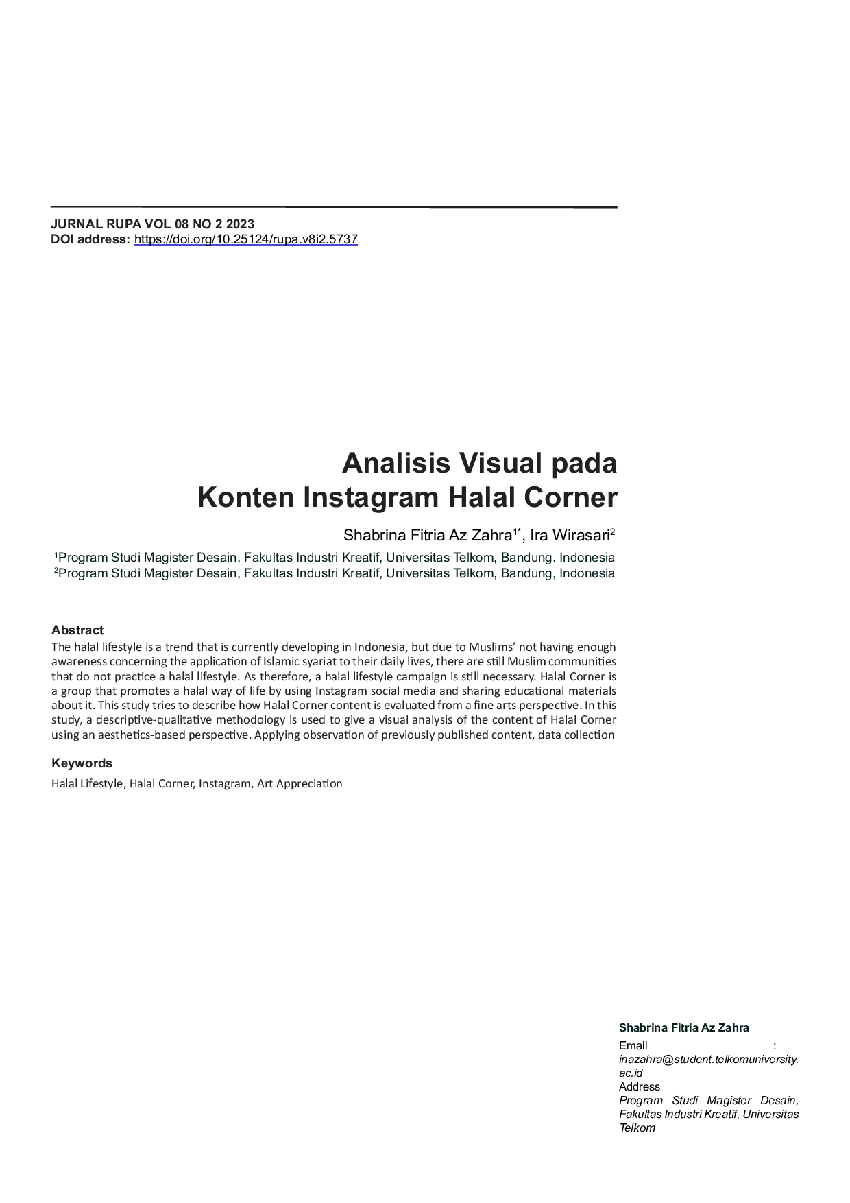 JURIS Analisis Visual pada Konten Instagram Halal Corner