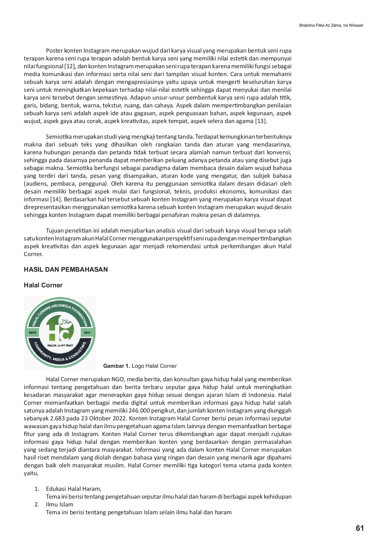 JURIS Analisis Visual pada Konten Instagram Halal Corner