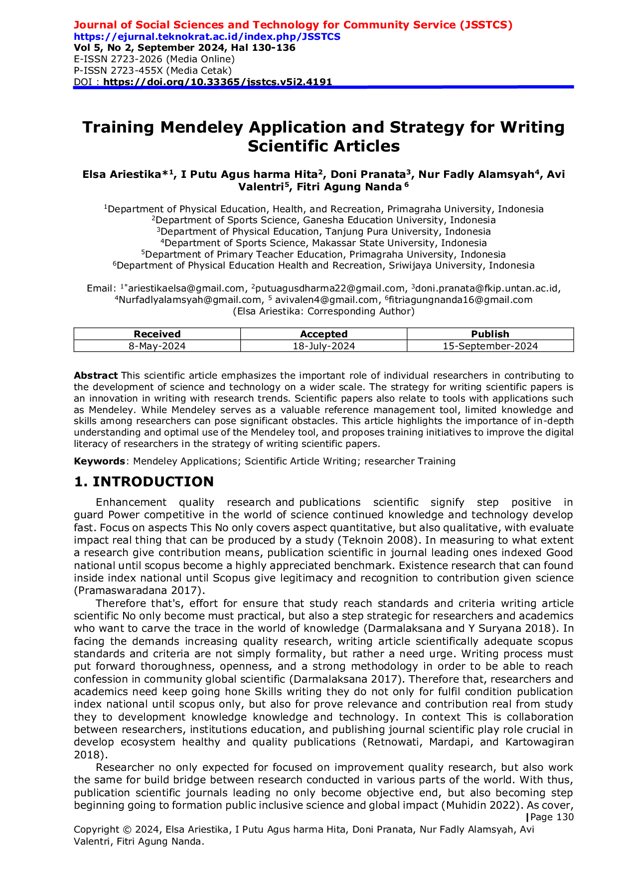 JURIS Training Mendeley Application and Strategy for Writing Scientific Articles