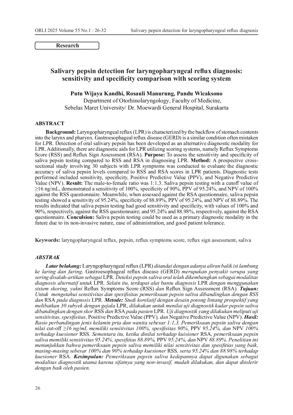 JURIS Salivary Pepsin Detection For Laryngopharyngeal Reflux Diagnosis