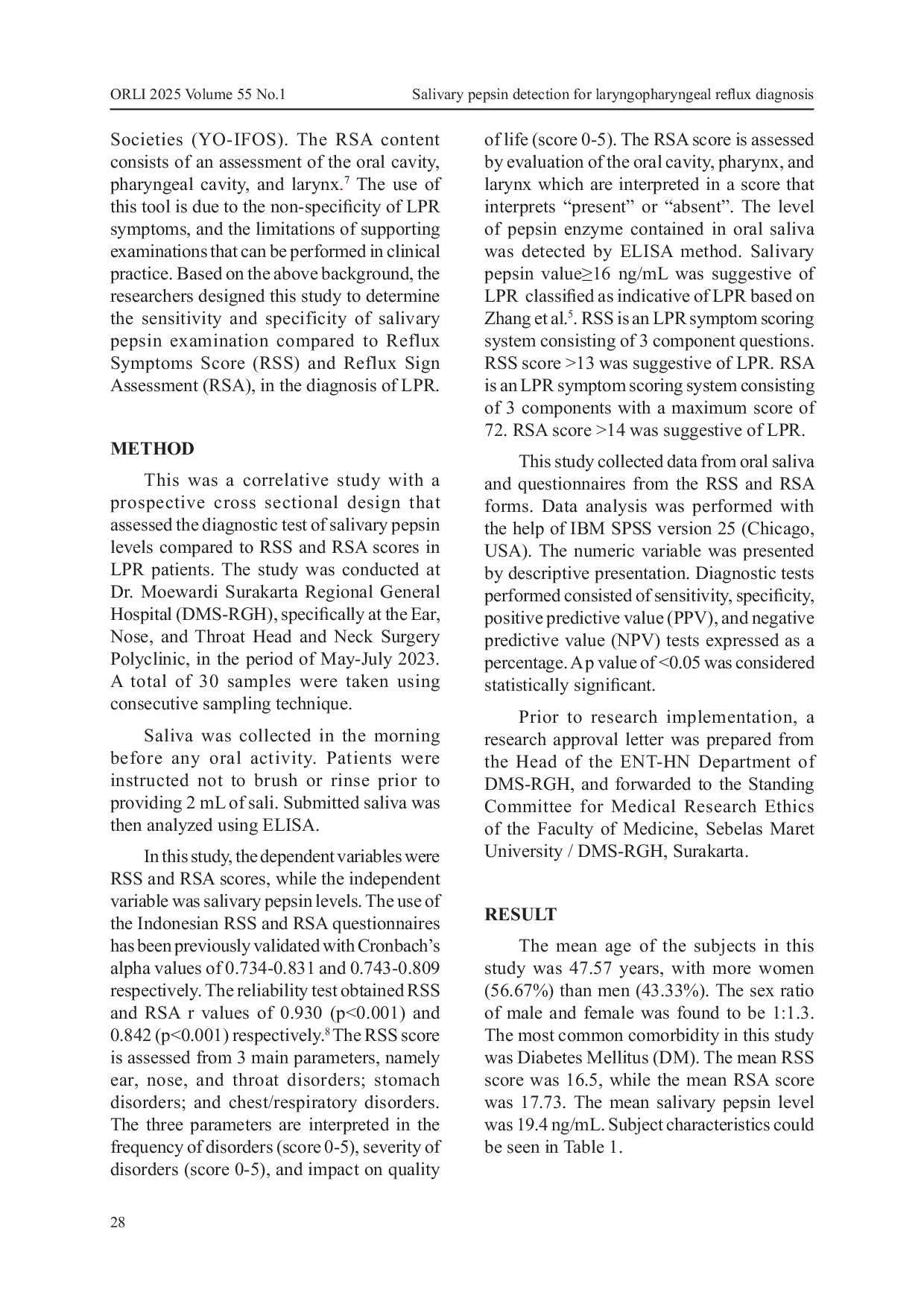 JURIS Salivary Pepsin Detection For Laryngopharyngeal Reflux Diagnosis
