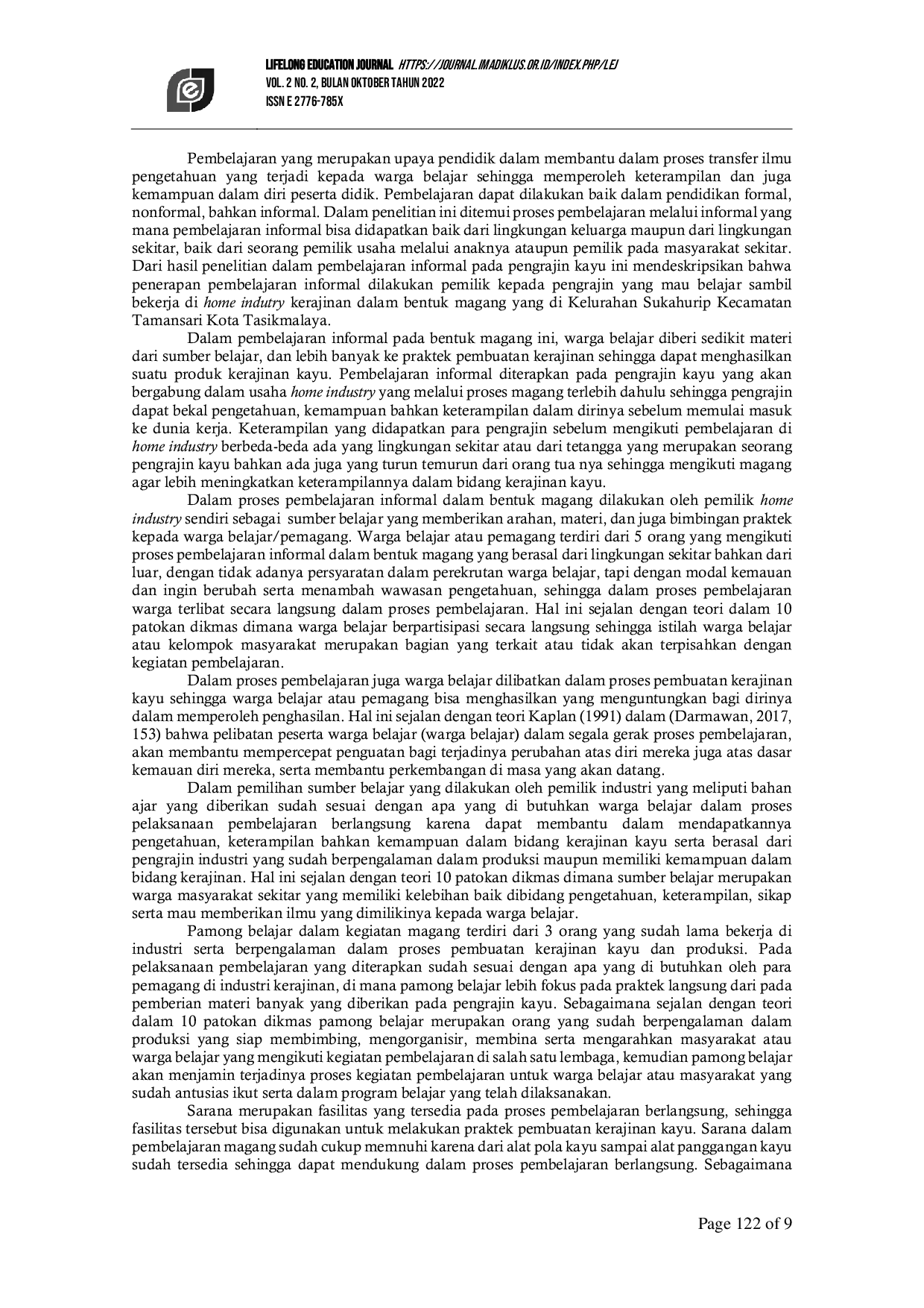 JURIS Informal Education Apprentice Model