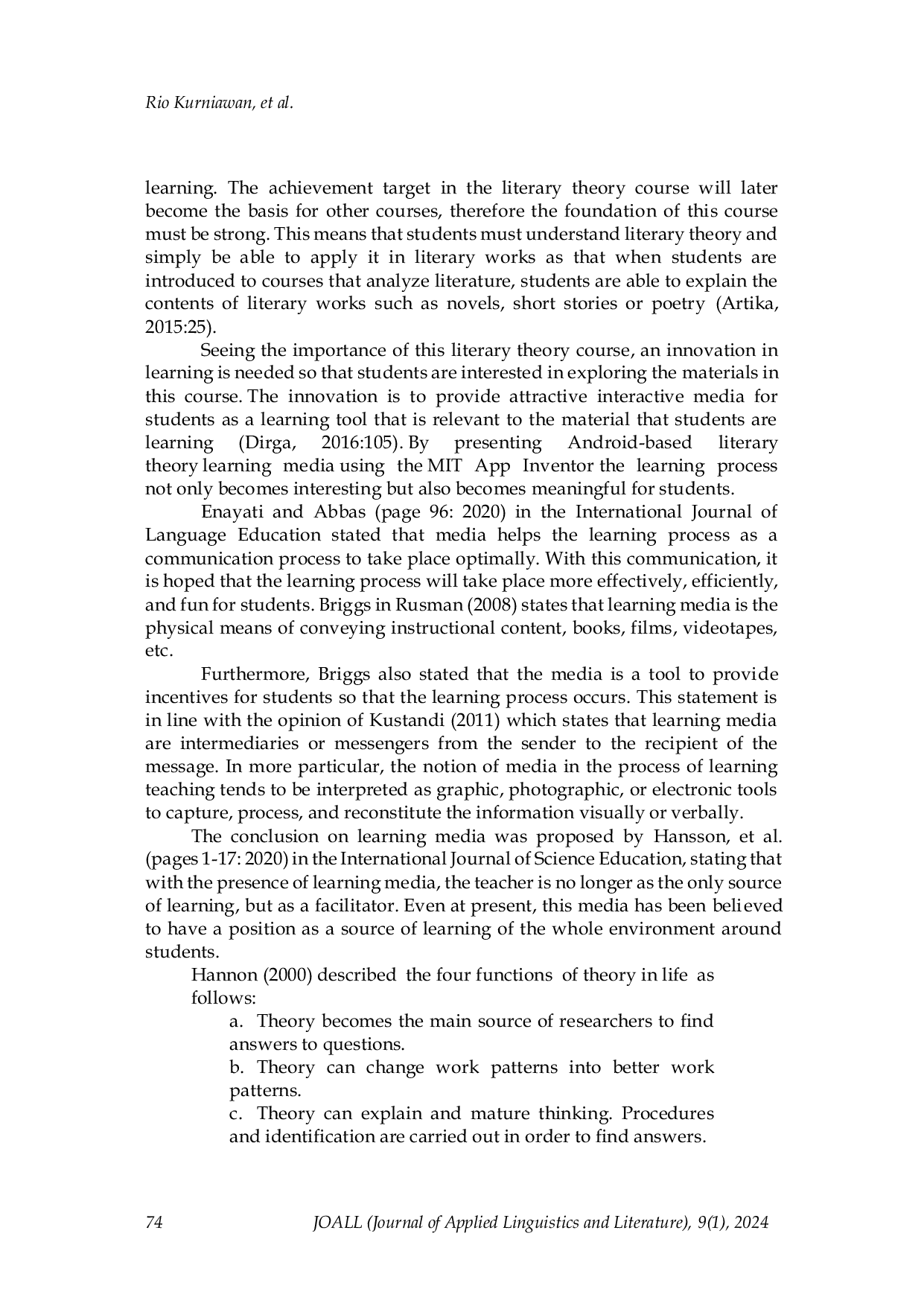 JURIS Developing android based literature theory learning media using the MIT App inventor application