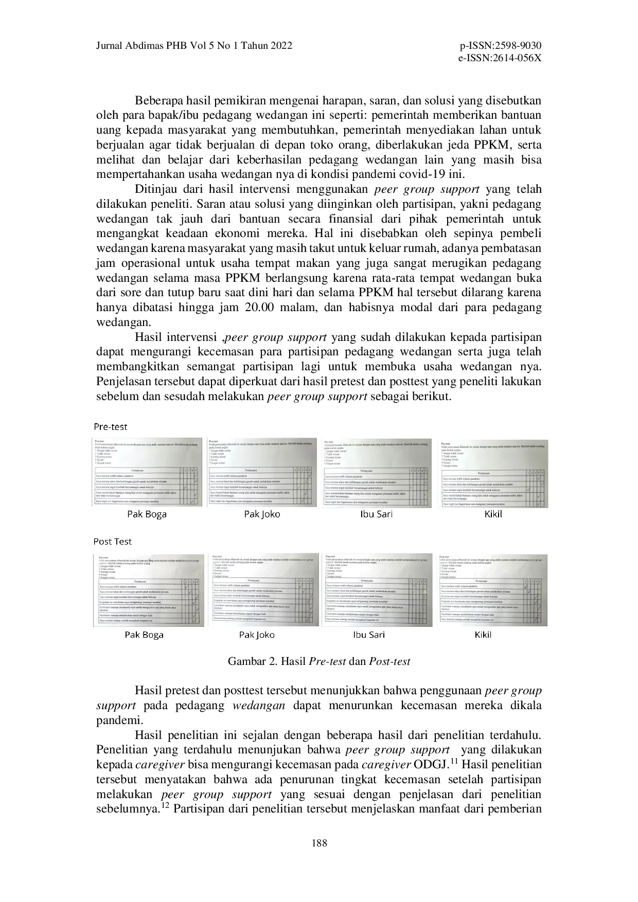 juris Peer Group Support Untuk Menurunkan Kecemasan Pedagang Wedangan Terdampak Pandemi di Surakarta