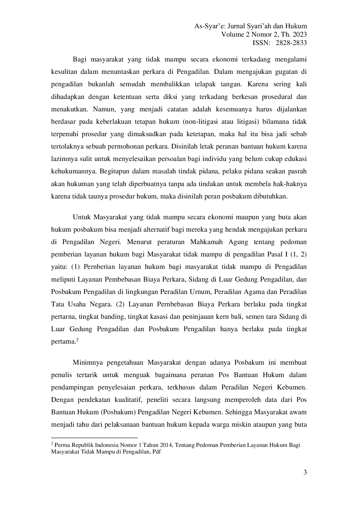 JURIS Peranan Pos Bantuan Hukum Posbakum Pengadilan Negeri Kebumen Kelas I B Dalam Pendampingan Penyelesaian Perkara Pidana