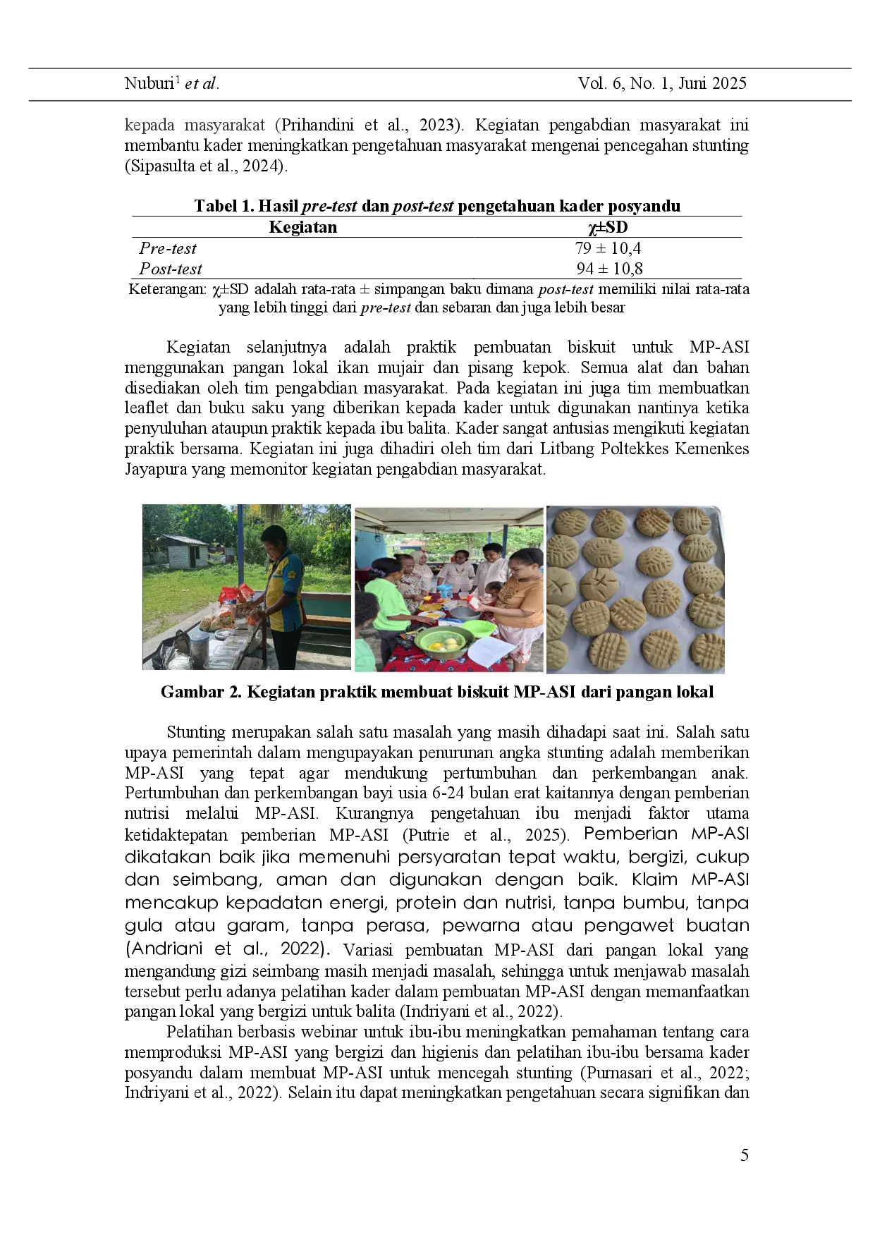 juris Training of Posyandu Cadres in the Preparation of Local Food Based MP ASI for Stunting Prevention in Nolokla Village East Sentani