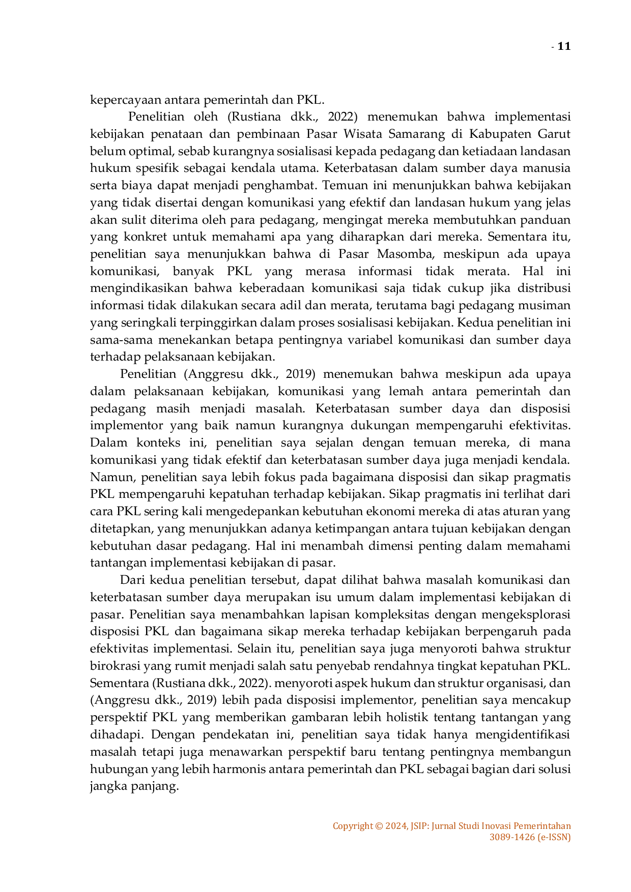 JURIS Implementasi Kebijakan Penataan Pedagang Kreatif Lapangan di Pasar Masomba Kota Palu