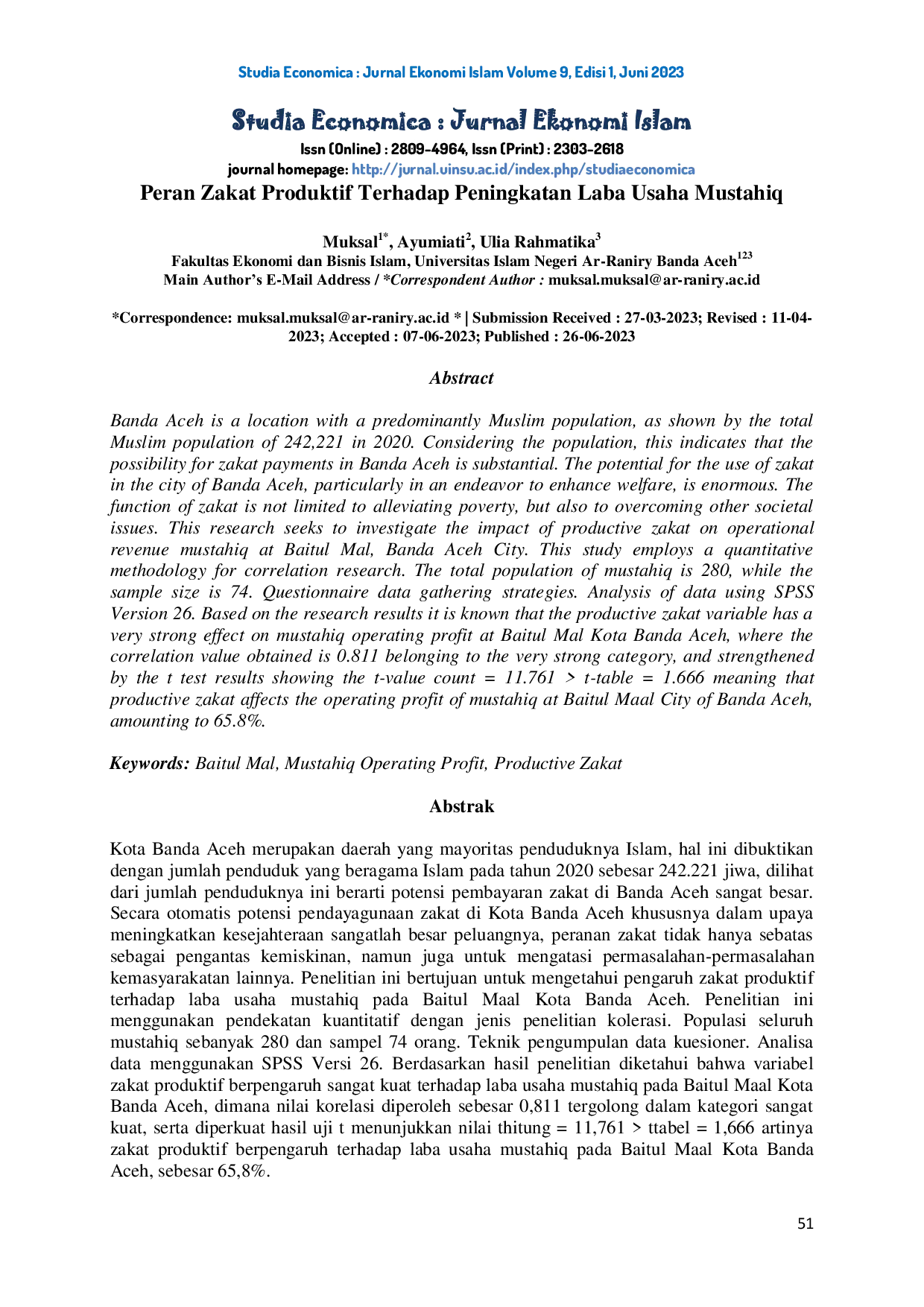 JURIS Peran Zakat Produktif Terhadap Peningkatan Laba Usaha Mustahiq