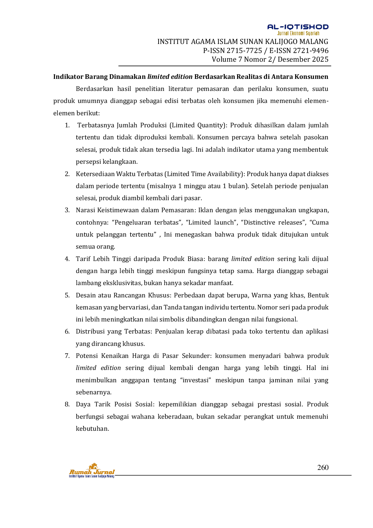 JURIS Analisis Larangan Israf Dan Tabdzir Terhadap Produksi Barang Limited Edition