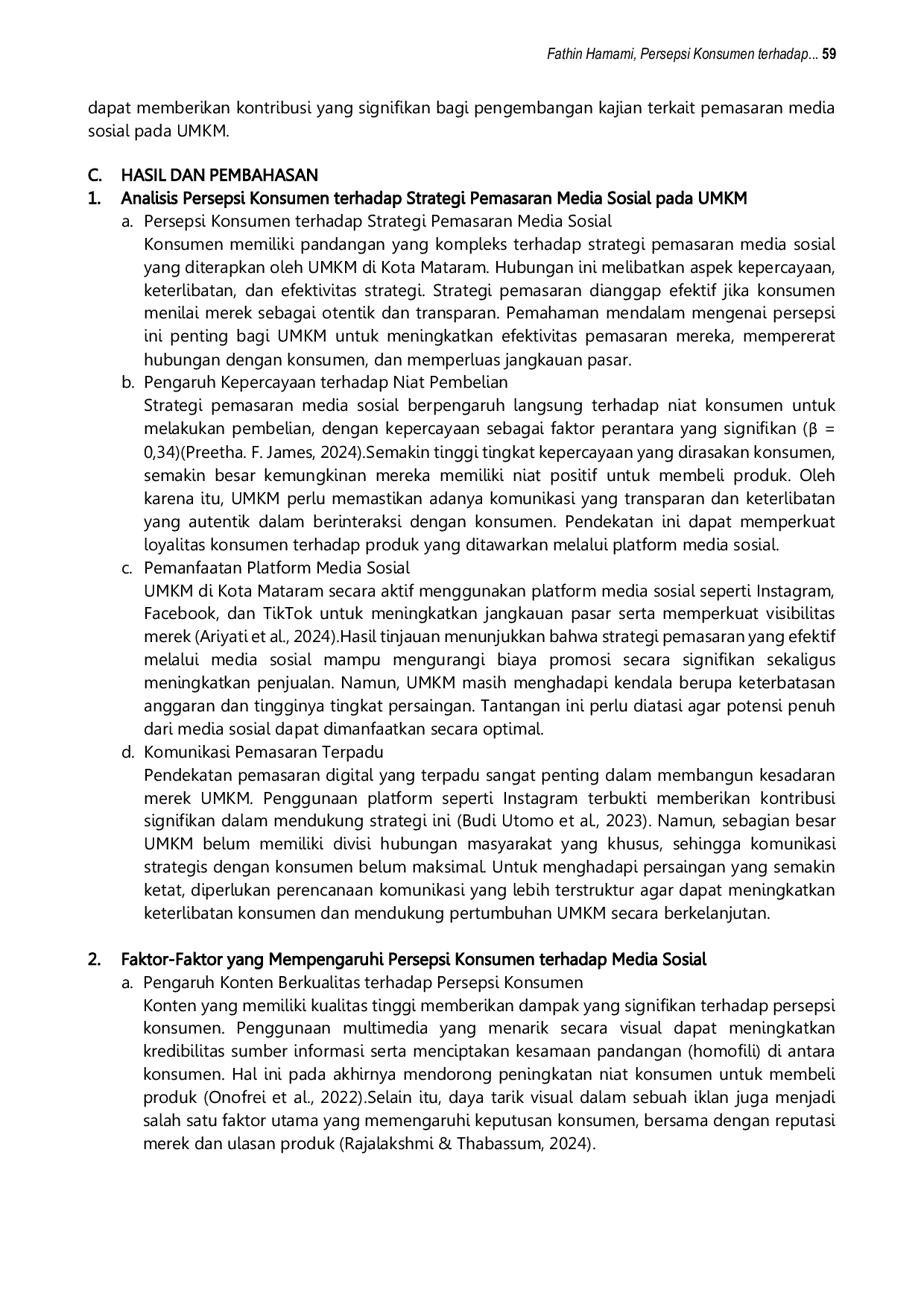 JURIS Persepsi Konsumen terhadap Pemasaran Media Sosial pada Produk UMKM di Kota Mataram