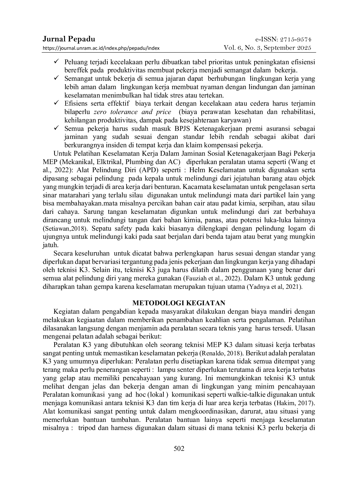 JURIS Program Pelatihan K3 Dalam Jaminan Sosial Ketenagakerjaan Bagi Pekerja MEP Lokasi Sawangan Nusa Dua Bali