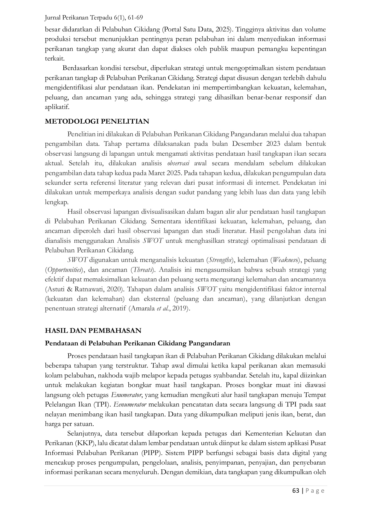 JURIS Strengthening Capture Fisheries Information Systems through Data Optimization at Cikidang Fisihing Port Pangandaran