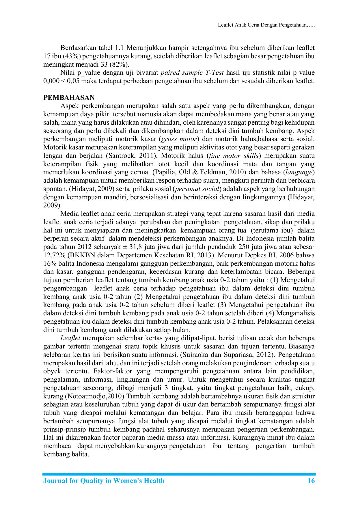 JURIS Leaflet Anak Ceria Dengan Pengetahuan Ibu Dalam Deteksi Dini Tumbuh Kembang Anak Usia 0 2 Tahun