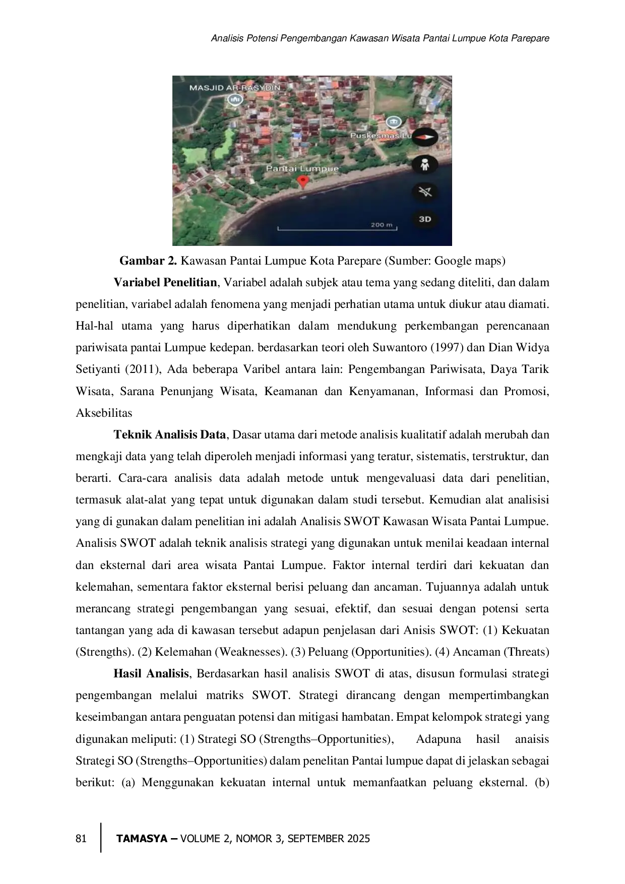 JURIS Analisis Potensi Pengembangan Kawasan Wisata Pantai Lumpue Kota Parepare