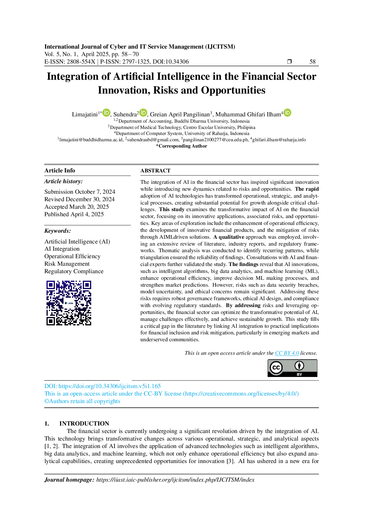 JURIS Integrasi Kecerdasan Buatan di Sektor Keuangan Inovasi Risiko dan Peluang
