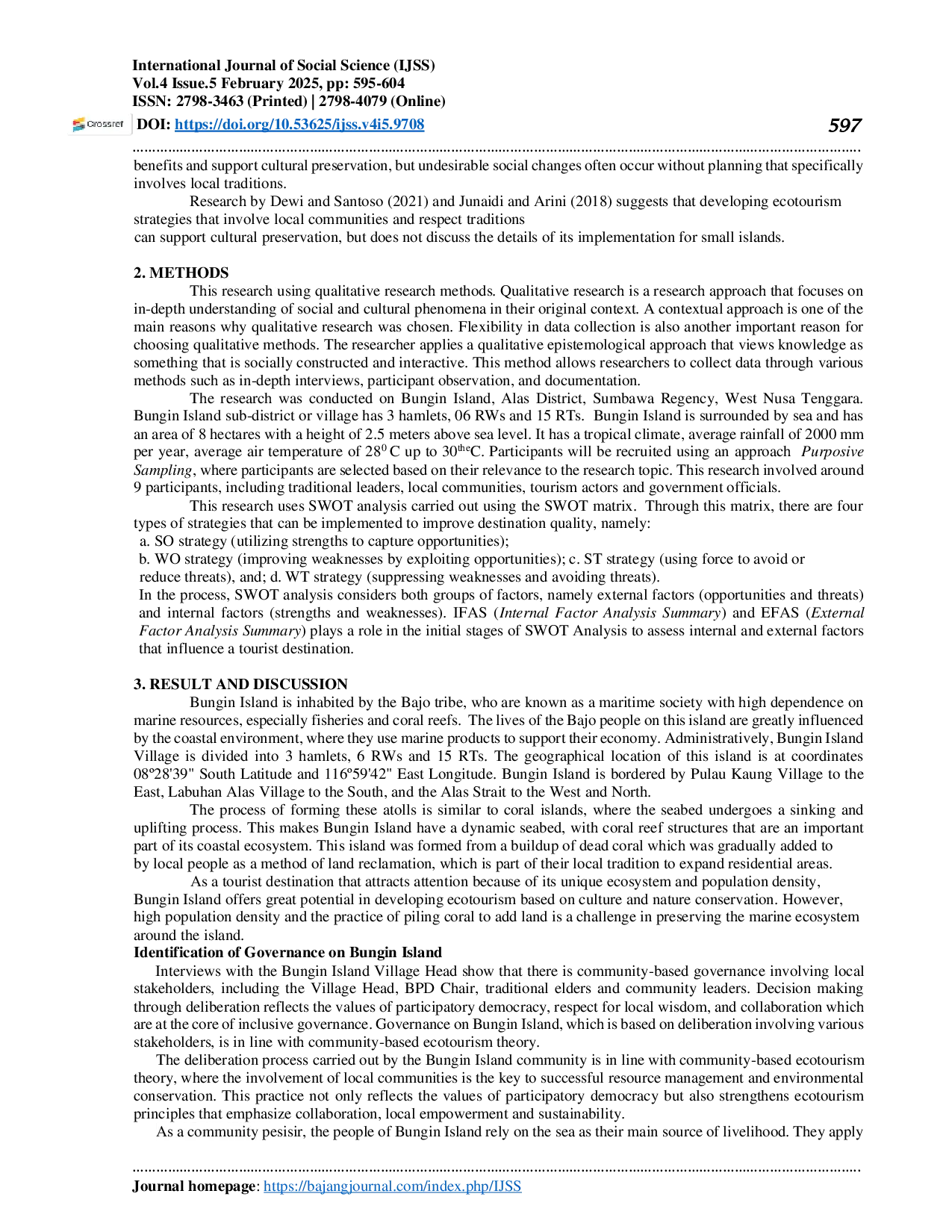 JURIS Harmonizing Traditions and Sustainable Ecotourism Development on Bungin Island