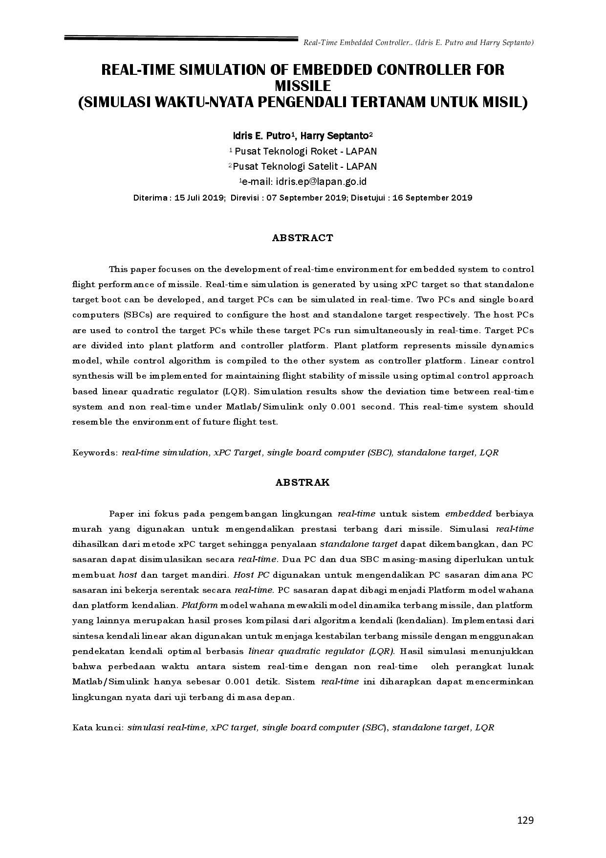 juris Real Time Simulation of Embedded Controller for Missile