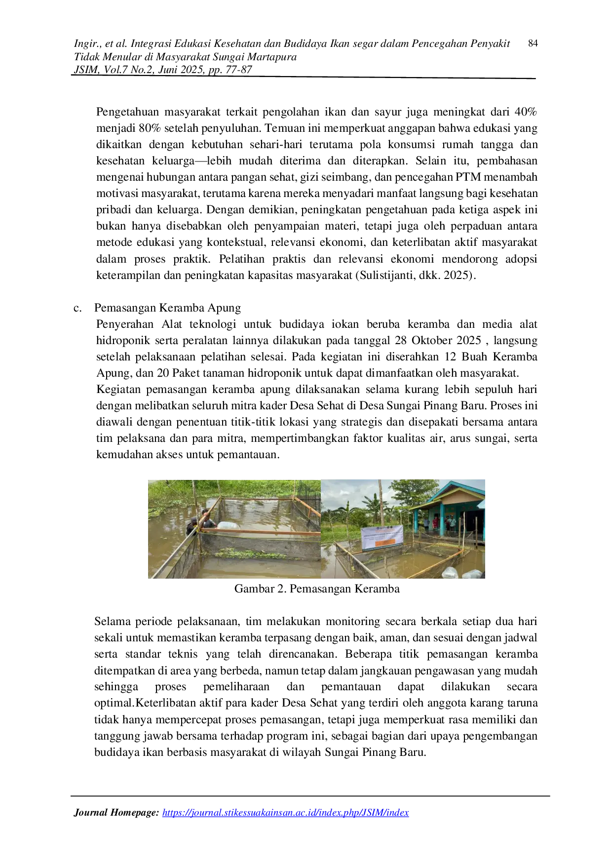 JURIS Integrasi Edukasi Kesehatan Dan Budidaya Ikan Segar Dalam Pencegahan Penyakit Tidak Menular Di Masyarakat Sungai Martapura