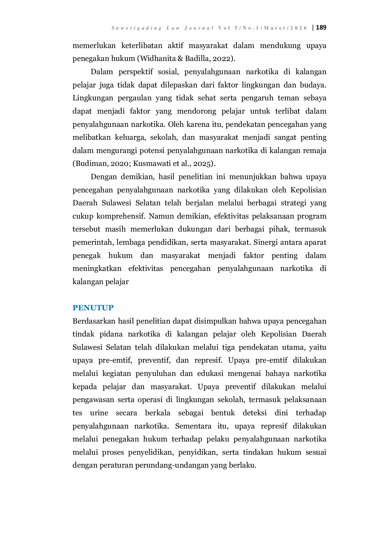 JURIS Efektivitas Pencegahan Tindak Pidana Narkotika di Kalangan Pelajar oleh Kepolisian Daerah Sulawesi Selatan