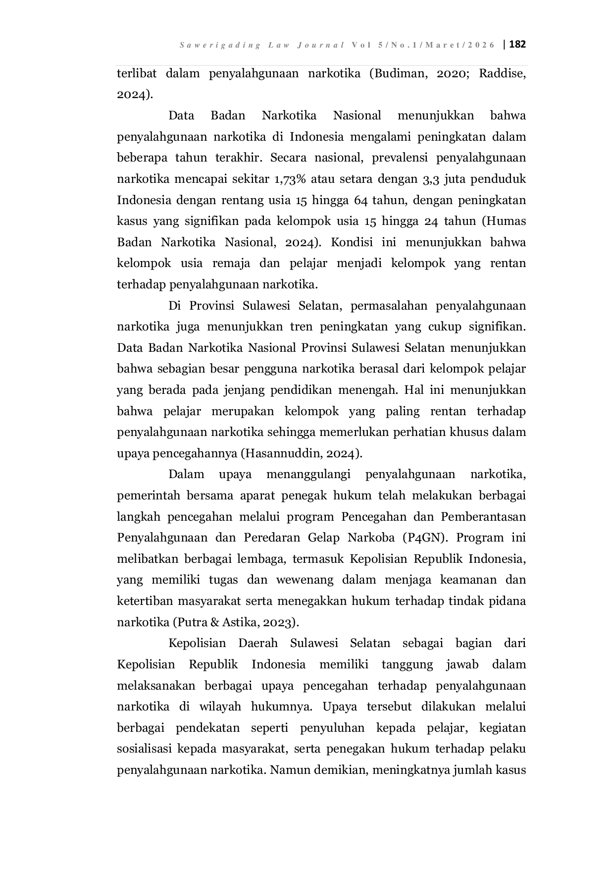JURIS Efektivitas Pencegahan Tindak Pidana Narkotika di Kalangan Pelajar oleh Kepolisian Daerah Sulawesi Selatan