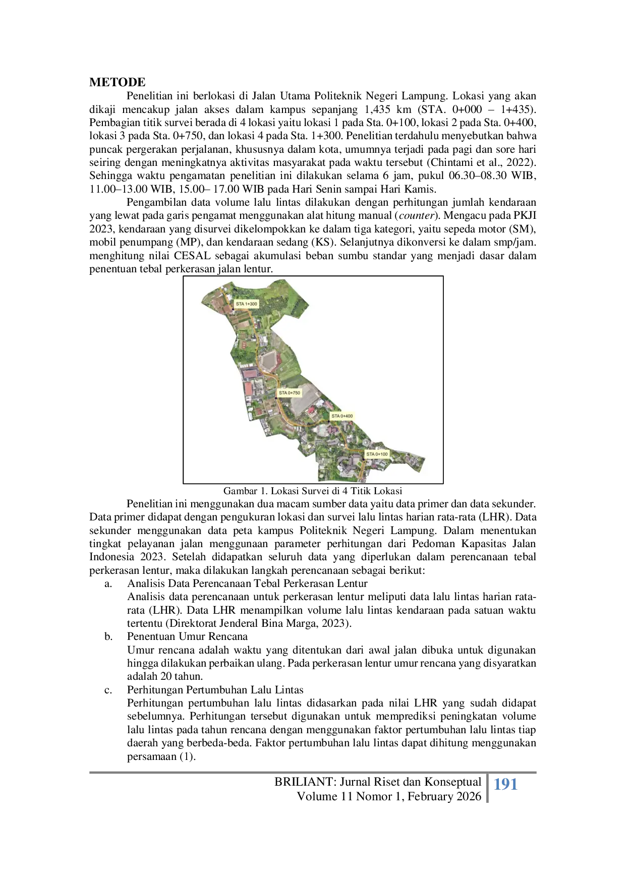 JURIS Perencanaan Desain Tebal Perkerasan Jalan Lentur Flexible Pavement Untuk Mendukung Tingkat Pelayanan Jalan di Kampus Politeknik Negeri Lampung