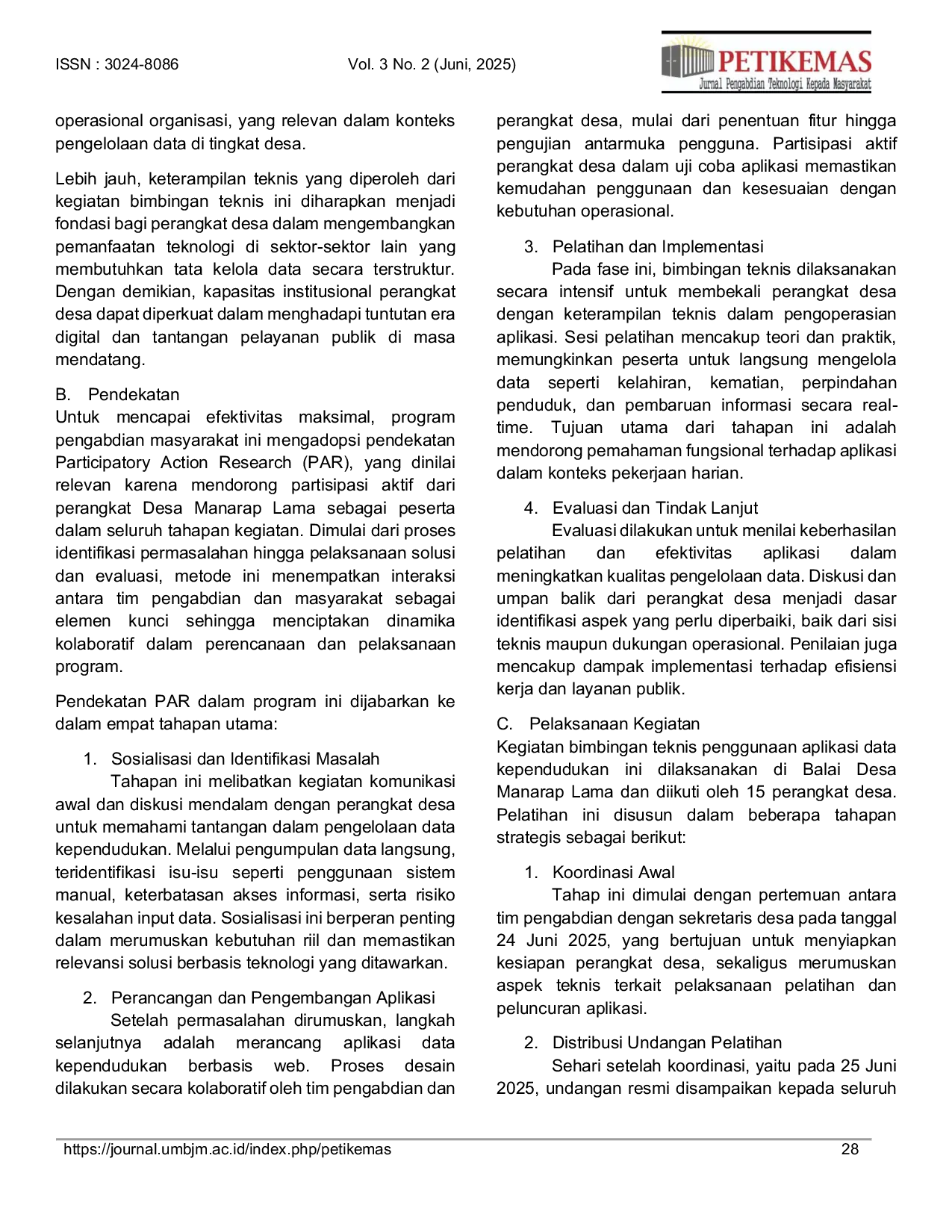 JURIS Bimbingan Teknis Pemanfaatan Aplikasi Data Kependudukan Untuk Optimalisasi Kinerja Aparatur Desa Manarap Lama