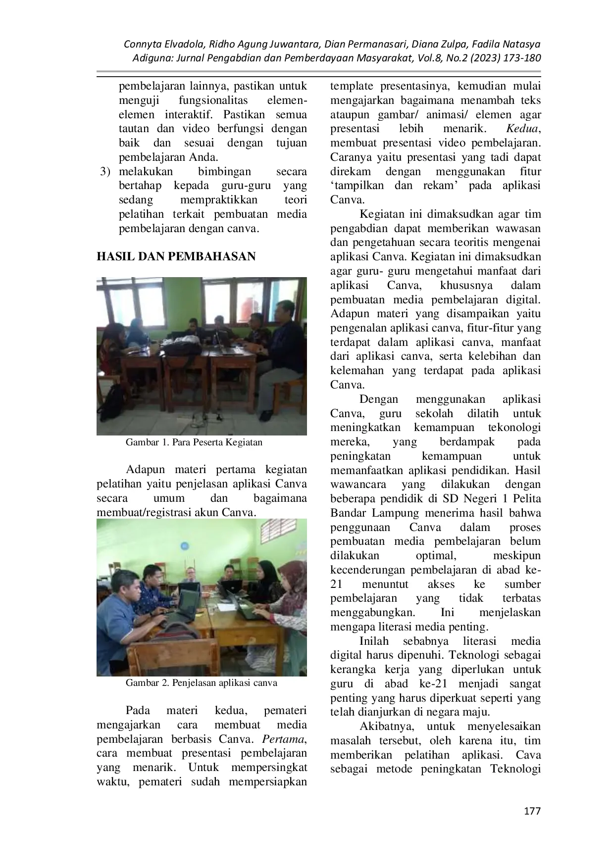 JURIS Pelatihan Pembuatan Media Pembelajaran Canva di SD Negeri 1 Pelita Bandar Lampung