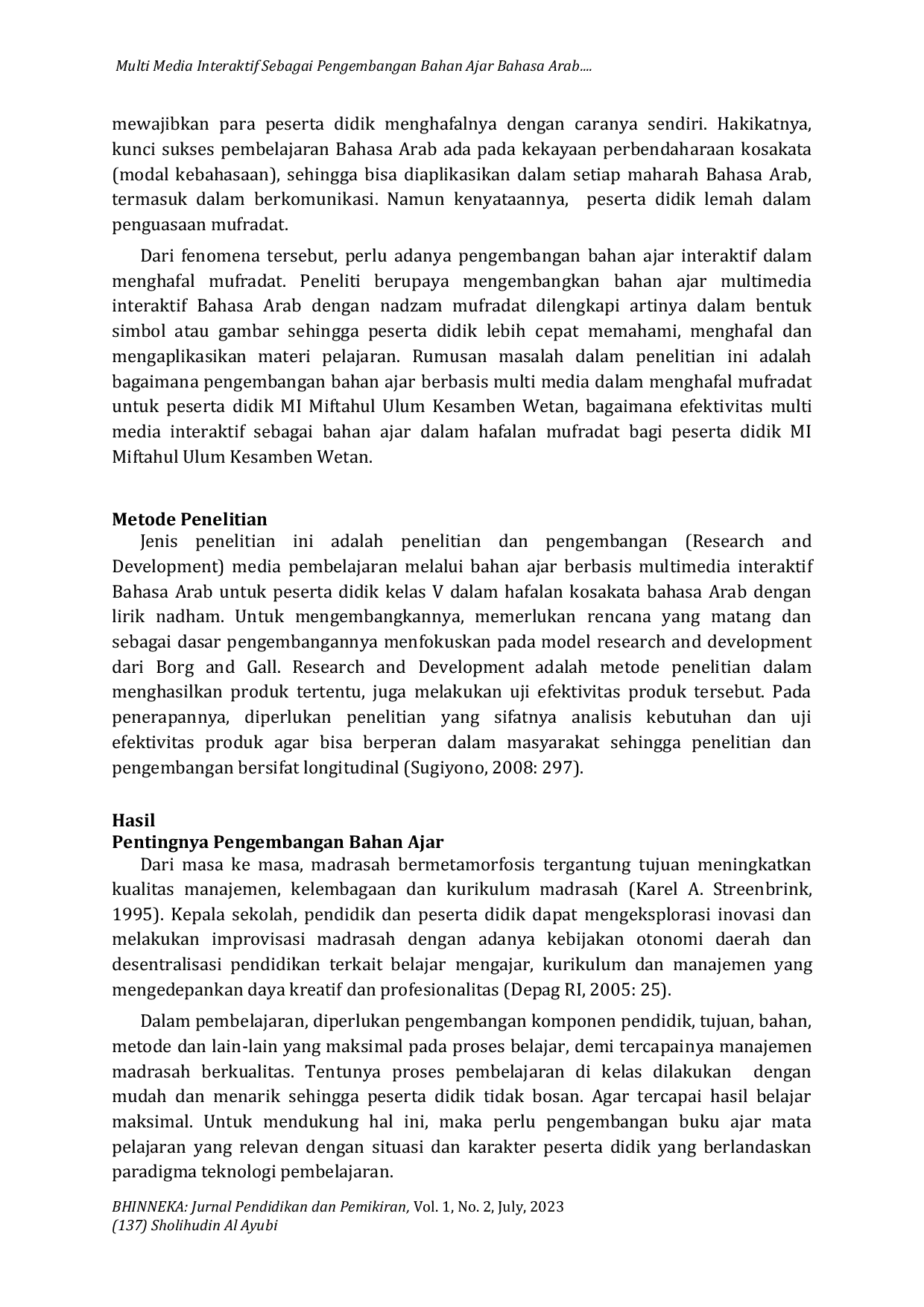 JURIS Multi Media Interaktif Sebagai Pengembangan Bahan Ajar Bahasa Arab