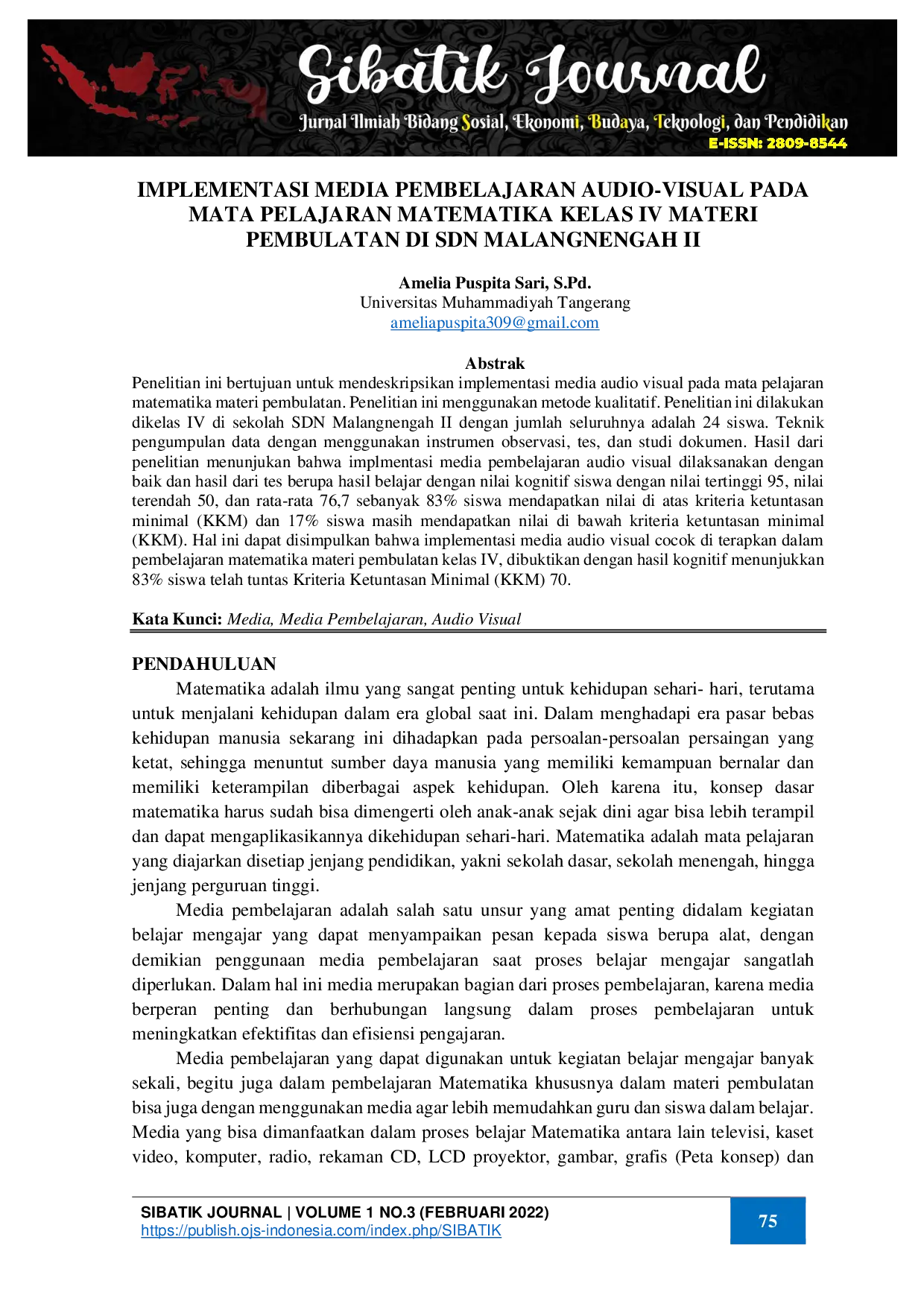 juris Implementasi Media Pembelajaran Audio Visual pada Mata Pelajaran Matematika Kelas IV Materi Pembulatan di SDN Malangnengah II