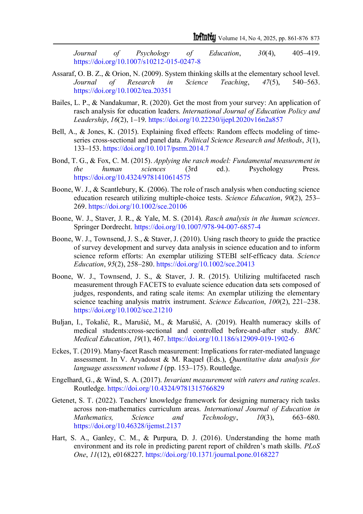 JURIS An application of many facet Rasch measurement to validate the numeracy test for elementary students