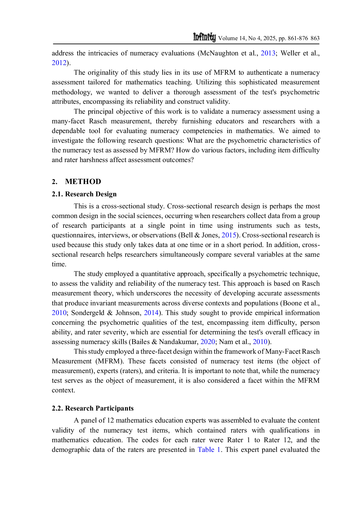 JURIS An application of many facet Rasch measurement to validate the numeracy test for elementary students