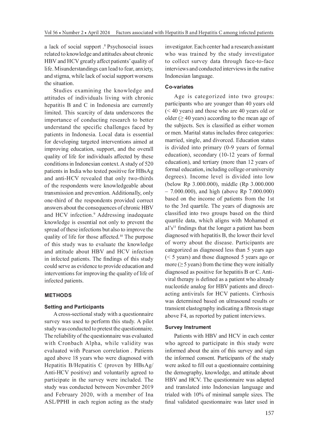 JURIS Factors Associated with Hepatitis B and Hepatitis C among Infected Patients in Indonesia and Their Knowledge and Attitude A Multicenter Observational Study