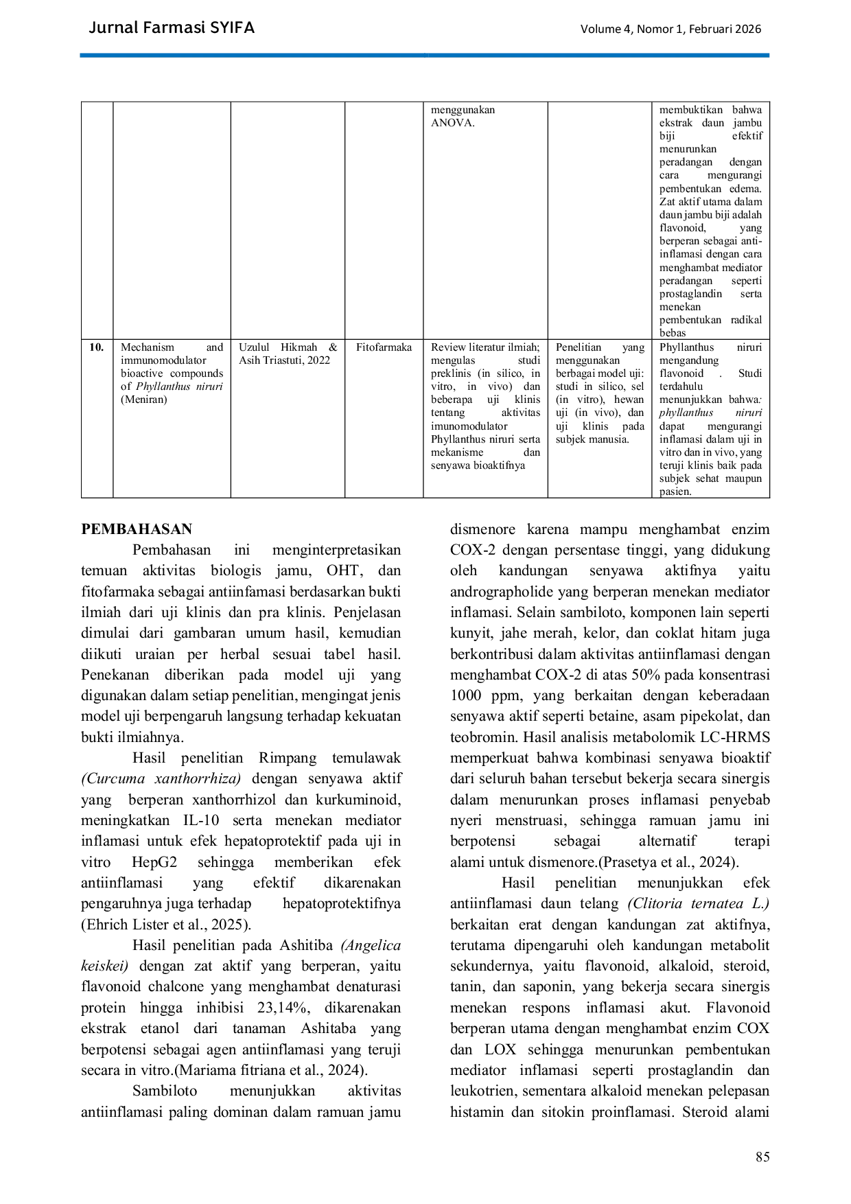 JURIS Pengaruh Suatu Zat Terhadap Sistem Dalam Tubuh Dari Jamu Obat Herbal Terstandar Dan Fitofarmaka Serta Manfaatnya Sebagai Antiinflamasi