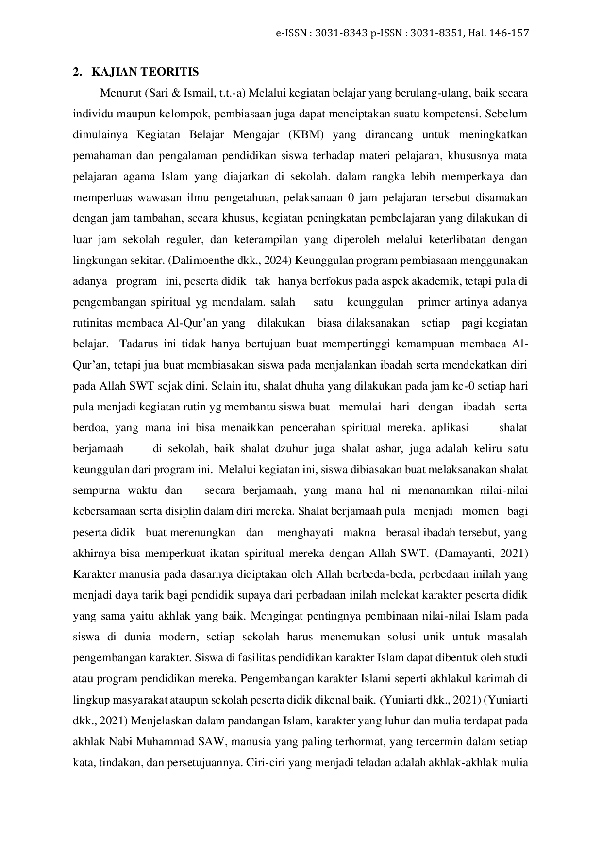 JURIS Pengaruh Program Pembiaasaan 0 Jam terhadap Pembentukan Karakter Islami Siswa di SMP Ma arif NU 2 Kemranjen