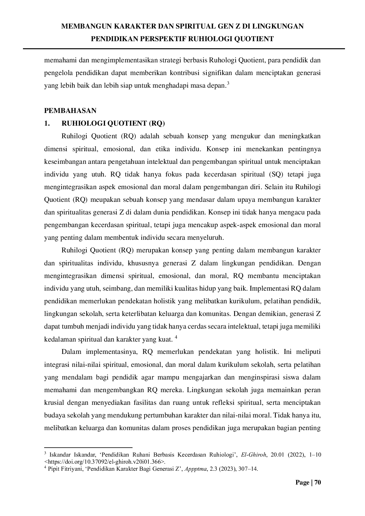 JURIS Membangun Karakter Dan Spiritual Gen Z Di Lingkungan Pendidikan Perspektif Ruhiologi Quotient