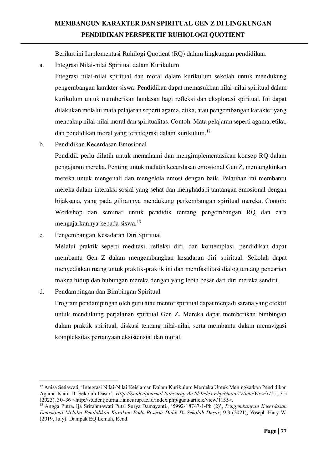 JURIS Membangun Karakter Dan Spiritual Gen Z Di Lingkungan Pendidikan Perspektif Ruhiologi Quotient