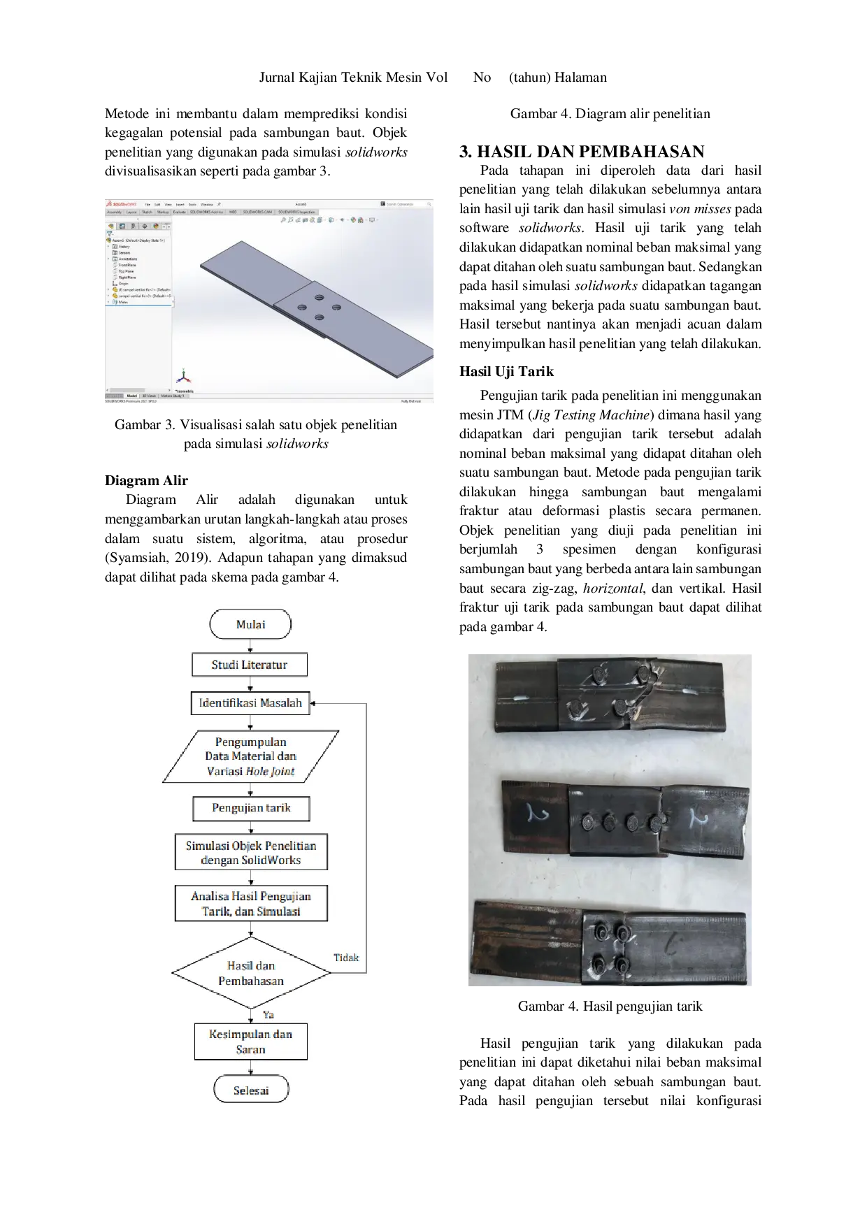JURIS Pengaruh Variasi Jarak dan Letak Hole Joint pada Kekuatan Sambungan Baut