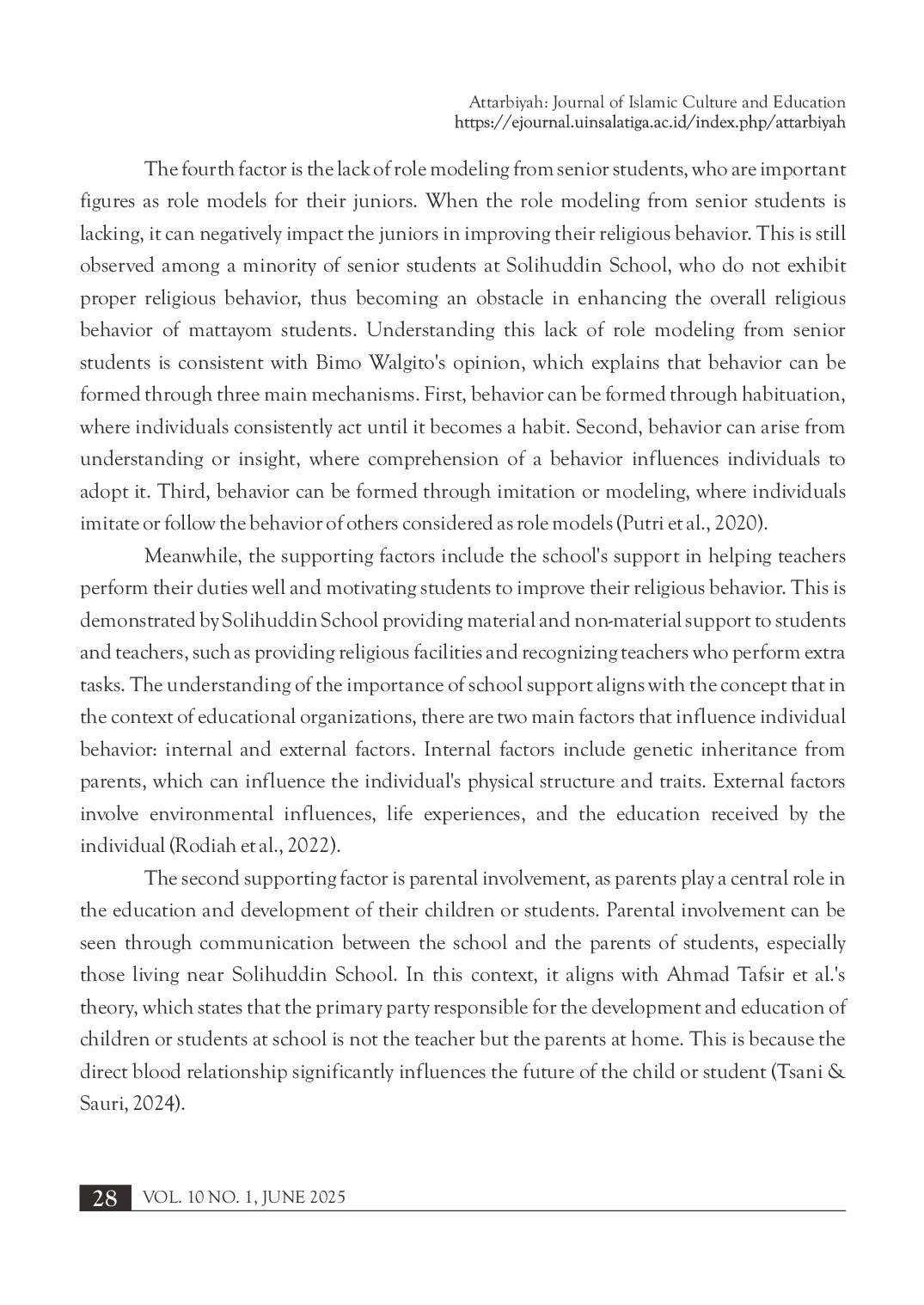 juris Teacher efforts in enhancing religious behavior among secondary school students