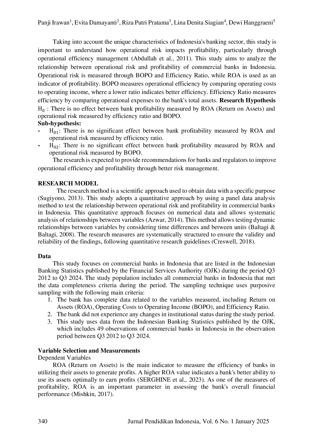JURIS Operational Risk and Bank Profitability Analyzing BOPO and Efficiency Ratios in Indonesian Commercial Banks