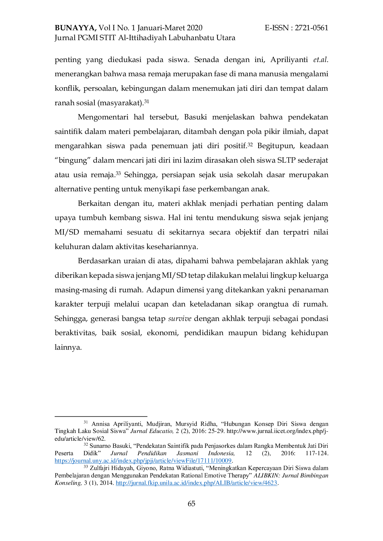 JURIS Urgensitas Pendidikan Akhlak Bagi Anak Usia Dasar Studi Era Darurat Covid 19