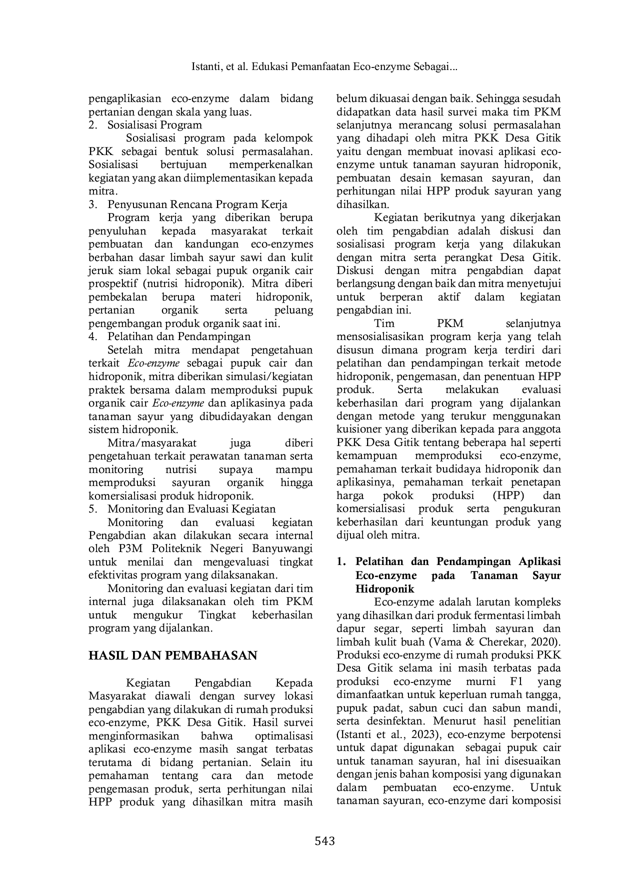 JURIS Edukasi Pemanfaatan Eco enzyme Sebagai Nutrisi Sayur Hidroponik di Kelompok PKK