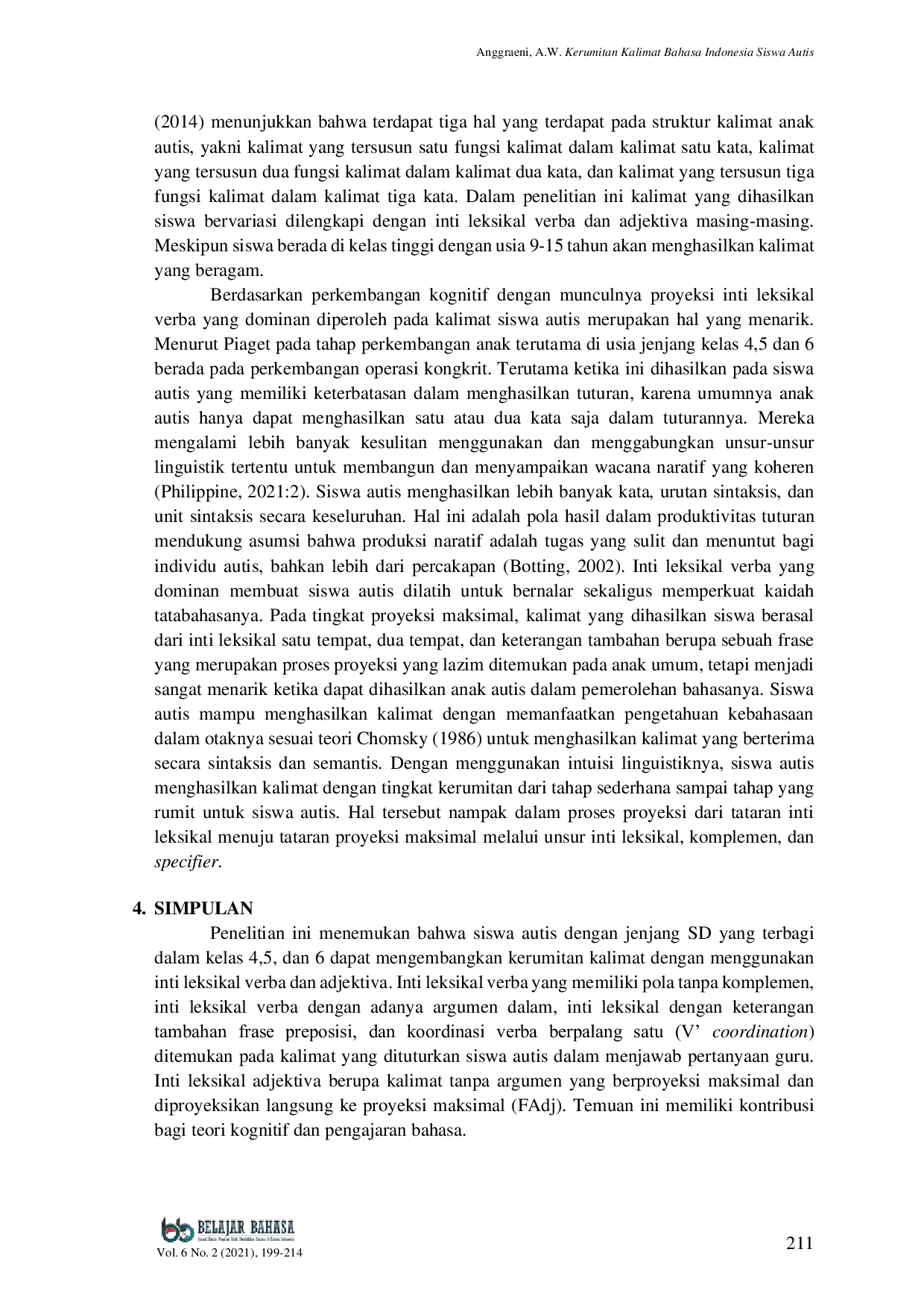 JURIS Kerumitan Kalimat Bahasa Indonesia Siswa Autis