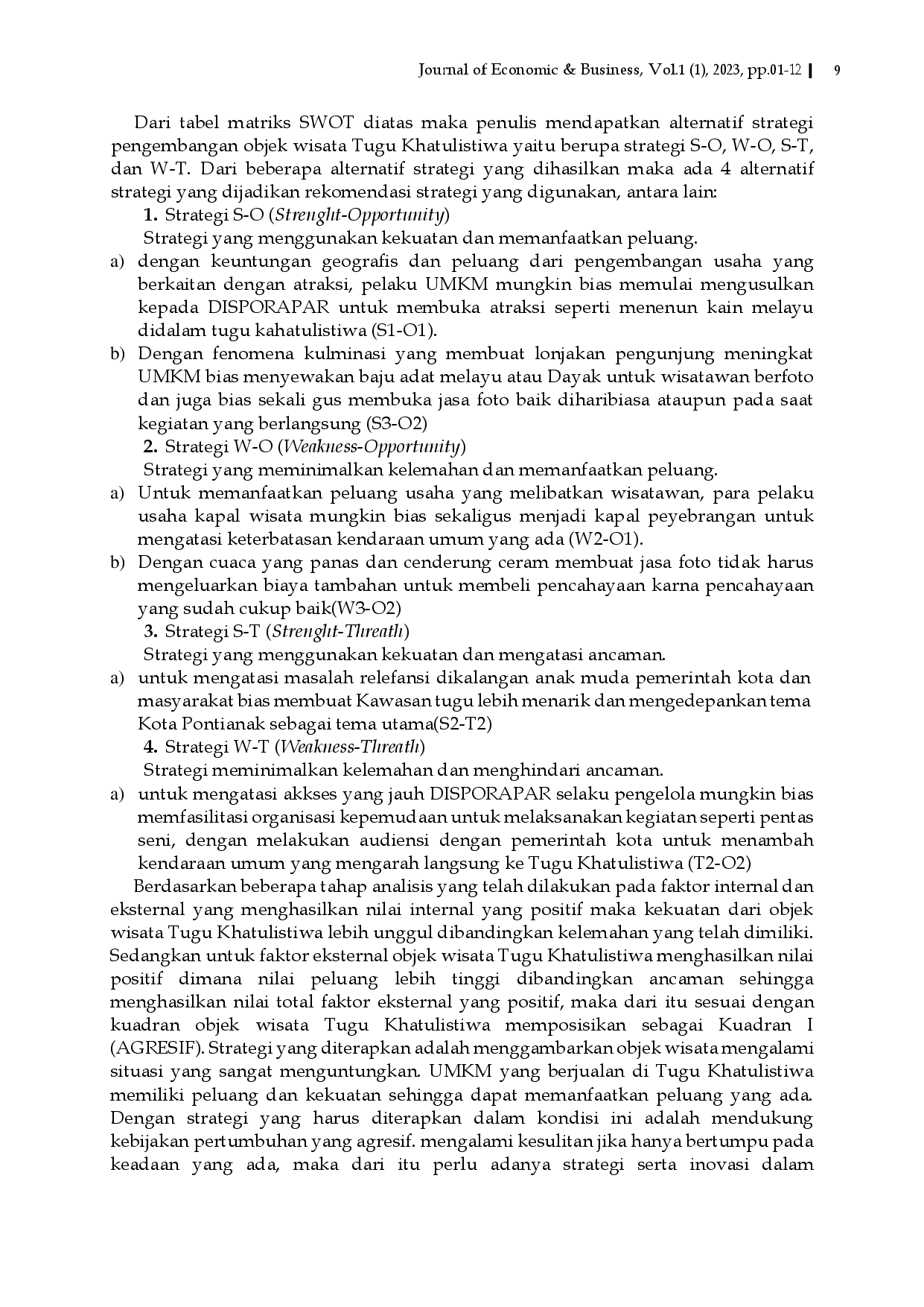 juris Penerapan Bisnis Model Canvas Terhadap Peningkatan Perekonomian Masyarakat di Sekitaran Tugu Khatulistiwa