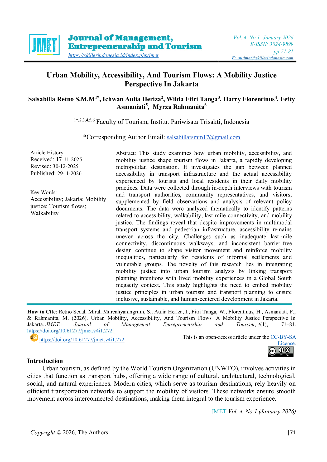 JURIS Urban Mobility Accessibility And Tourism Flows A Mobility Justice Perspective In Jakarta